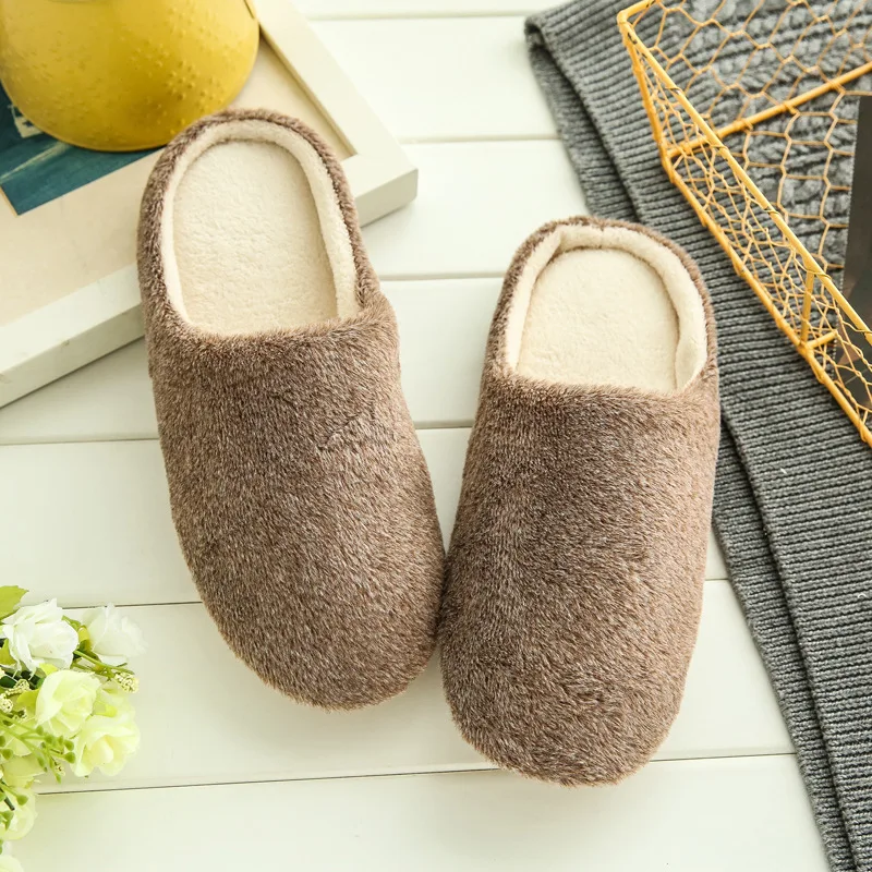 Купи Women Suede Slippers Winter Cloth Warm Plush Home Non-Slip Couple Shoes Indoor Ladies Linen Cotton Furry Soft Sole Slippers за 847 рублей в магазине AliExpress