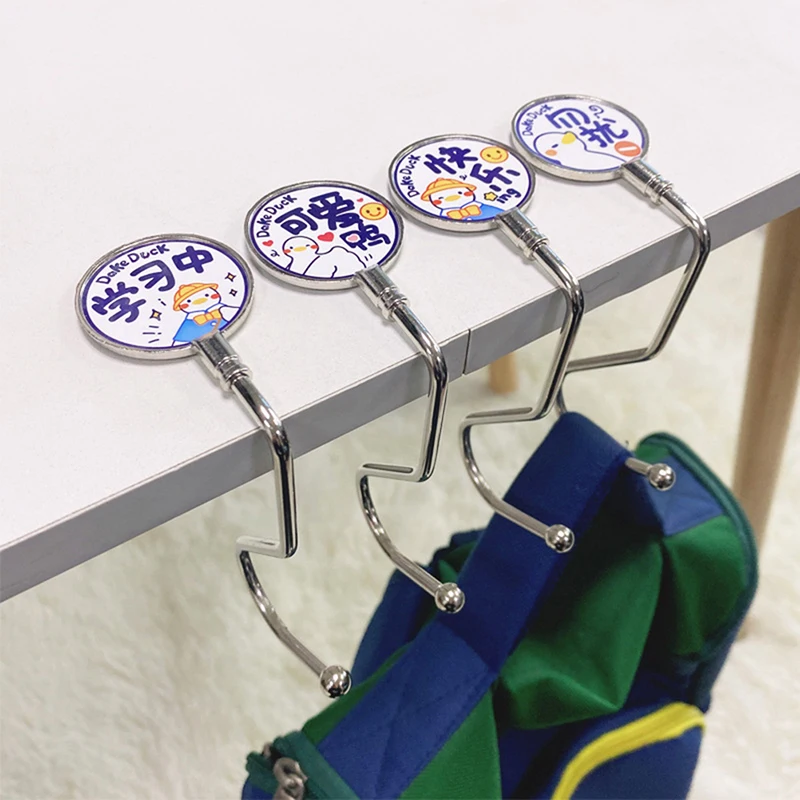 

Новинка, Складная портативная настольная сумка с мультяшным рисунком, крючок для сумки, вешалка для сумочки, подвесной стол, боковой металлический аксессуар, подарок