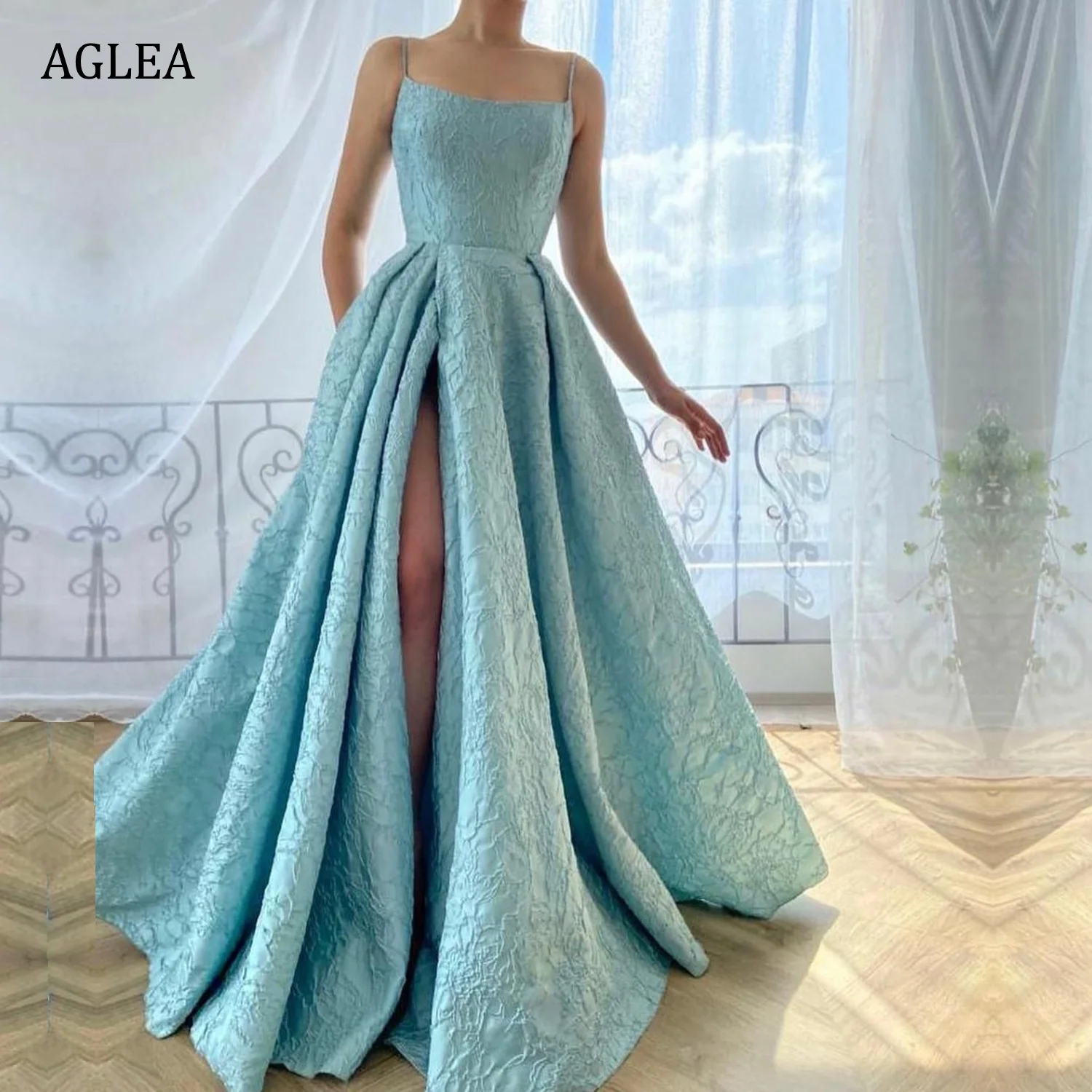 

Женские вечерние платья в пол AGLEA, элегантные строгие драпированные трапециевидные платья-спагетти для выпускного вечера