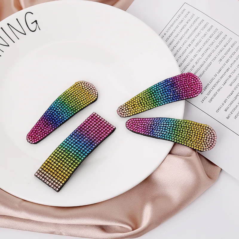 Модные женские блестящие стразы Красочные заколки для волос большого размера 8