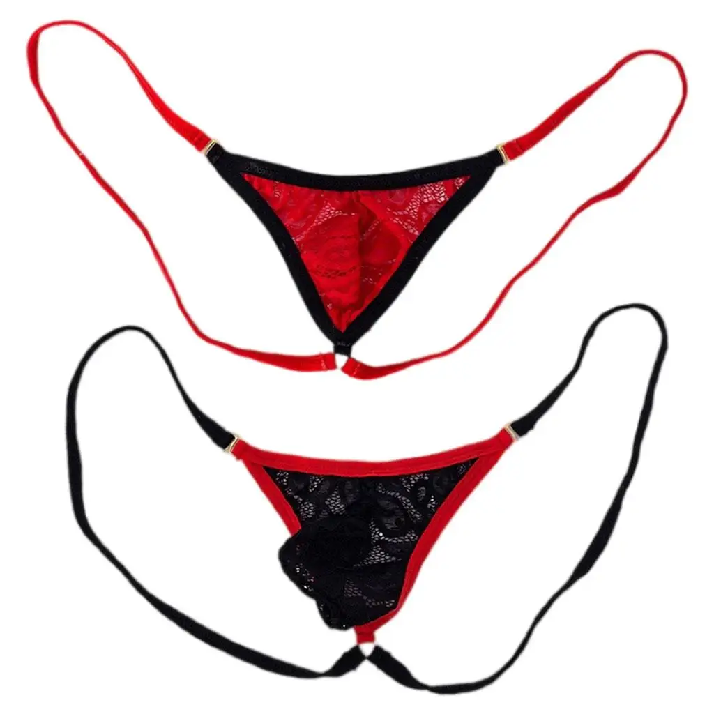 

Men's T-Back Pouch Strappy Low Lace Bikini Shorts Panties