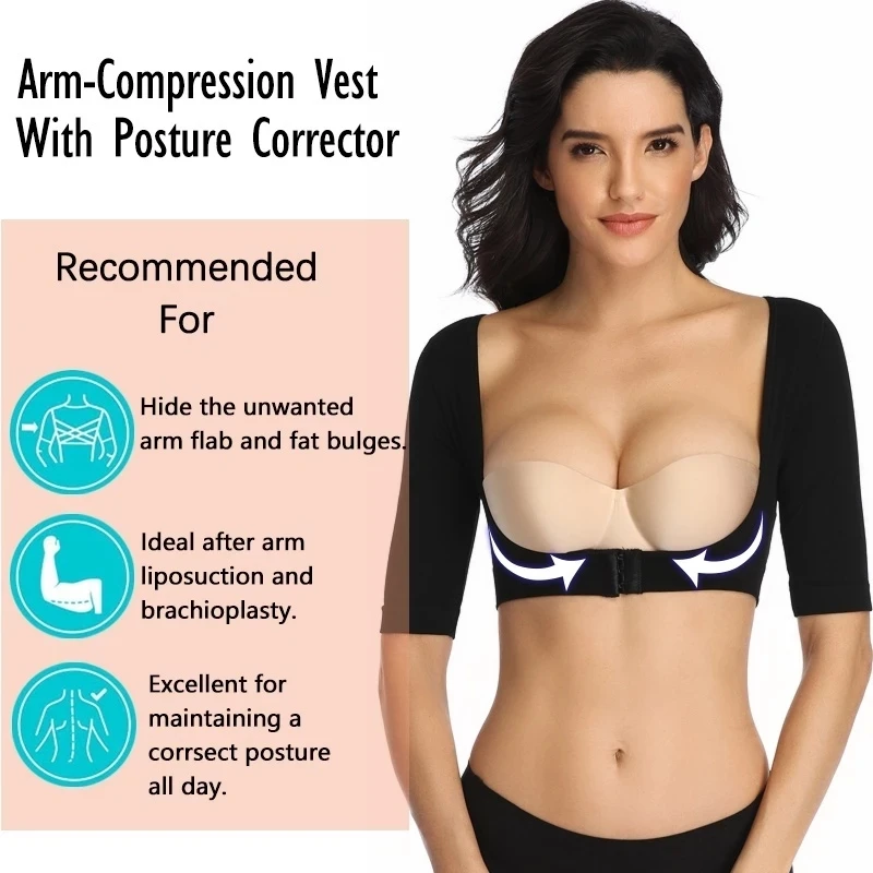 Women Post Surgical Chest Corrective Lifting Sleeves Humpback Back Shoulder Posture Corrector Top Arm Corset Shapers Underwear