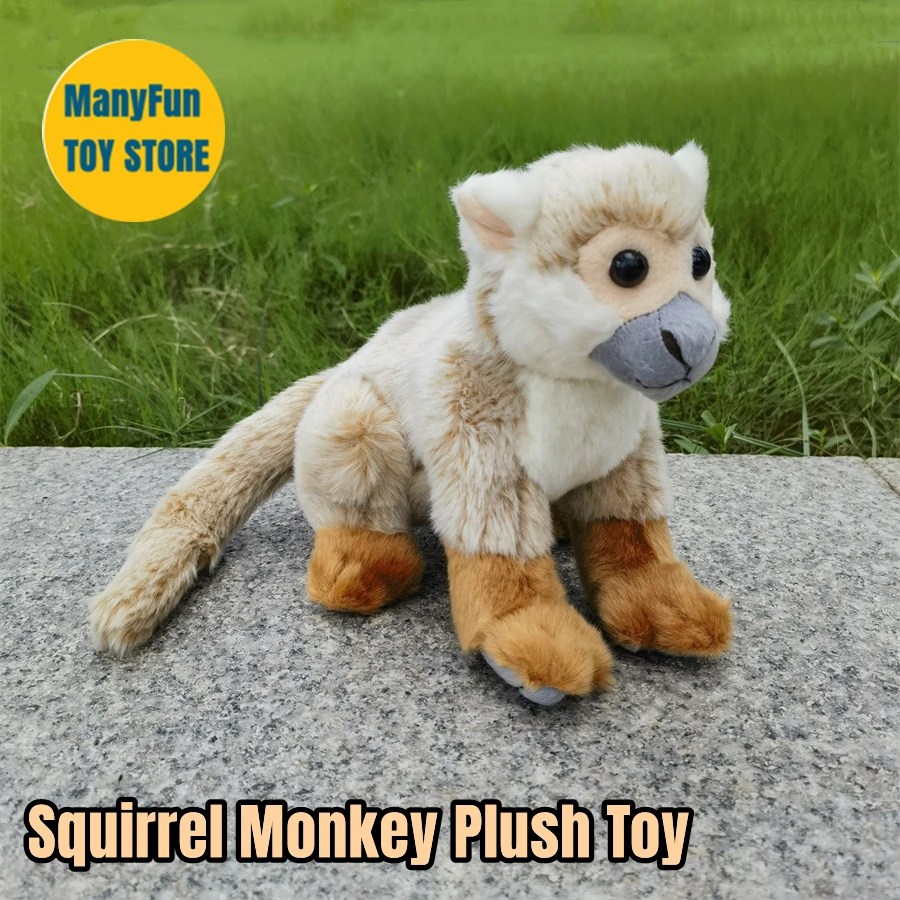 

Squirrel Monkey High Fidelity Anime Cute Plushie Saimiri Sciureus Plush Toys Lifelike Animals Simulation Stuffed Doll Toy Kids