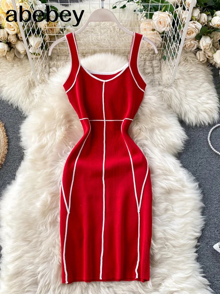 Женское трикотажное платье-карандаш облегающее короткое платье без рукавов с