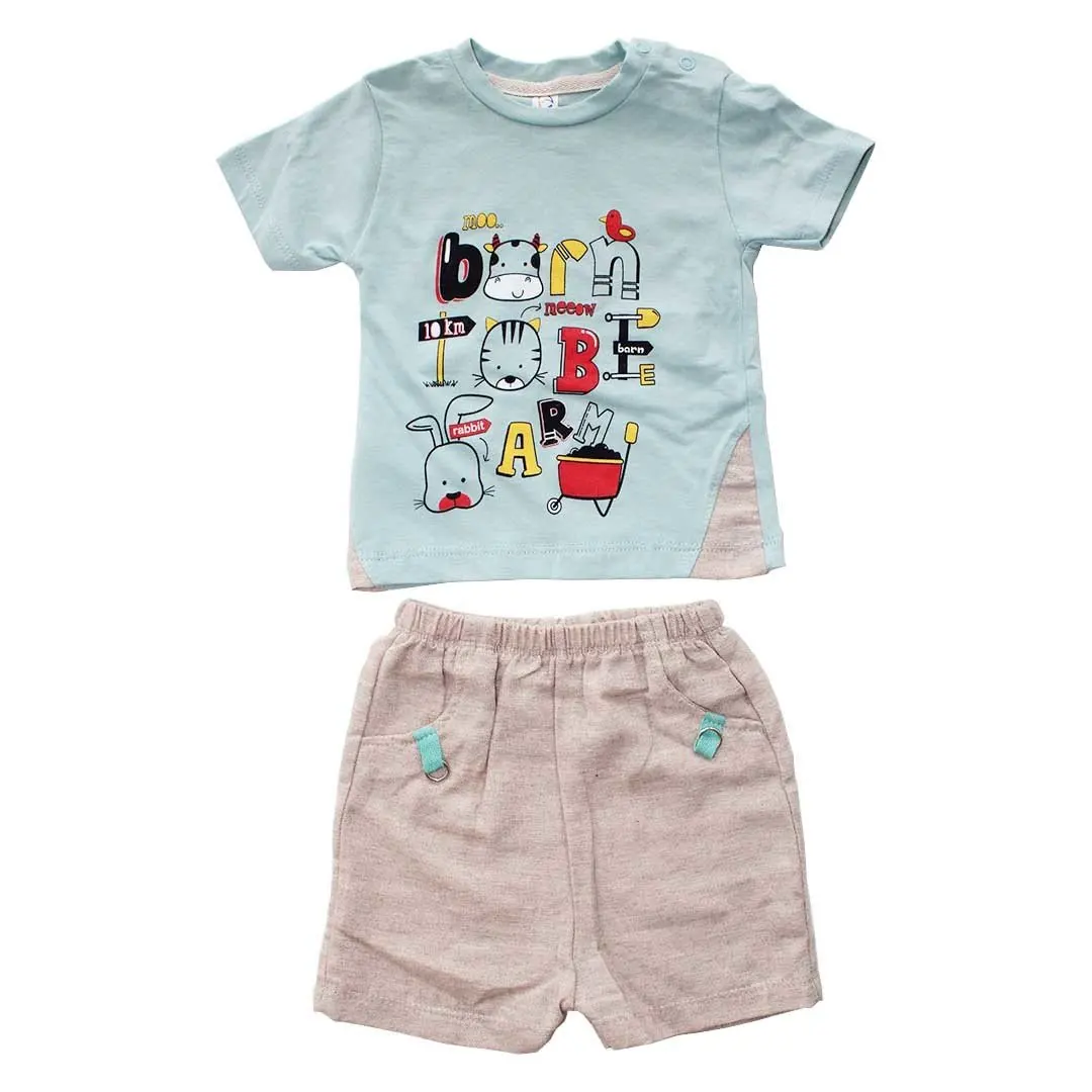 

Baby boy Born To Be printed Mint green shorts suit