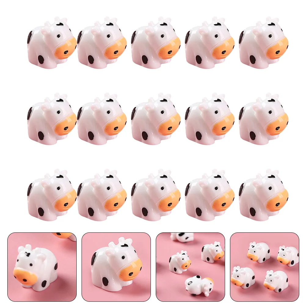 

15 Pcs Cow Ornament Miniature Dairy Cattle Decor Resin Animal Figurine Plants Farm Crafts Toys House