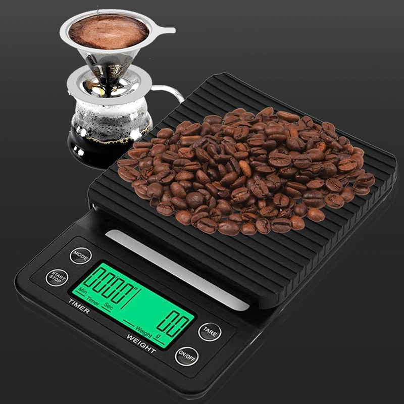 

Scales 0.1g 3kg Coffee Precision Food Display Balance Milk Kitchen Weighing Drip Mat Digital Timer Scale With Cooking Baking