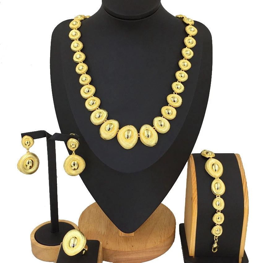 

Комплект ювелирных изделий из Дубая, ювелирные изделия из 18-каратного золота, бразильские золотые ювелирные изделия, комплект ювелирных изделий из итальянского золота с покрытием