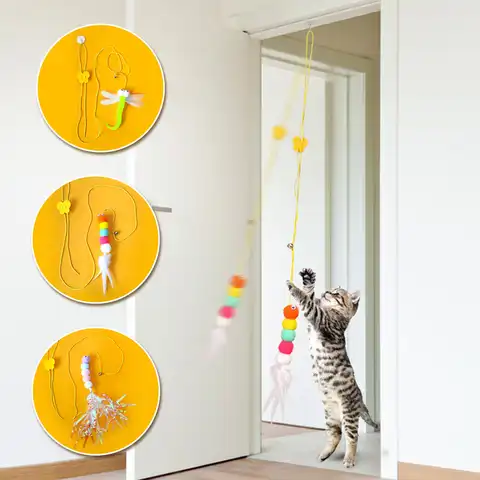 Подвесная интерактивная игрушка для кошек, имитация птицы, мышь, веселая игрушка для котят, игрушка с перьями, Обучающие игрушки, товары для ...