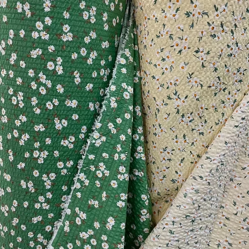 

130cm Width New Fresh Small Floral Printed Cotton Salt Shrink Dress Shirt Fabric
