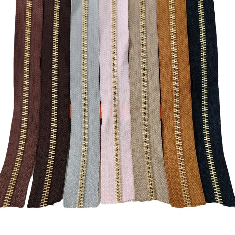 5 м/лот # непрерывная металлическая цепочка Ykk на молнии ярко-Золотая