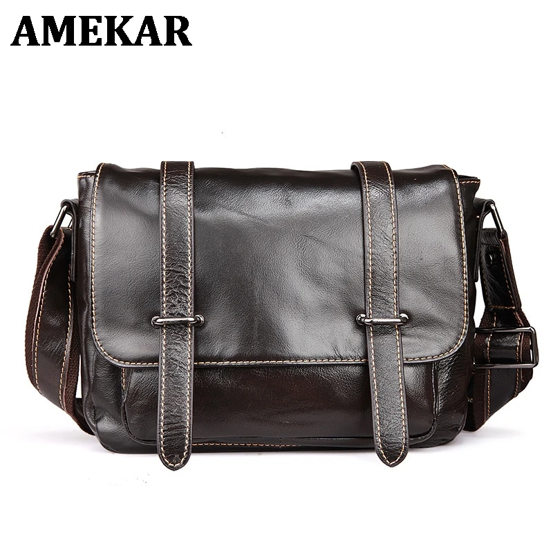 

Мужская кожаная сумка почтальонка в английском стиле, деловая сумка из натуральной кожи с масляным воском, модная повседневная сумка-мессе...