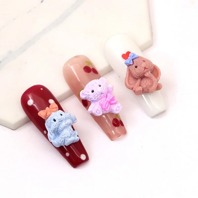 

10Pcs Nail Cartoon Charms Bow Bear Rabbit Shaped Rhinestones For Acrylic Nails Gel Polish Nail Accessories Cute Design Charms