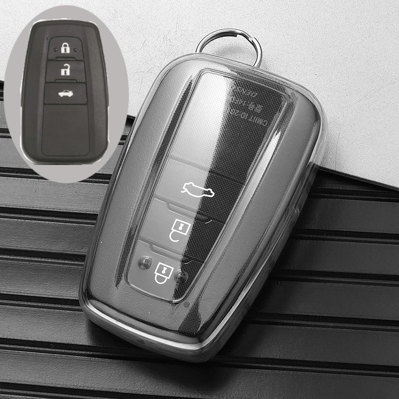Новый прозрачный мягкий чехол для автомобильных ключей из ТПУ для Toyota Prius Camry Corolla C-HR CHR RAV4 Prado 2018, аксессуары, чехлы для ключей