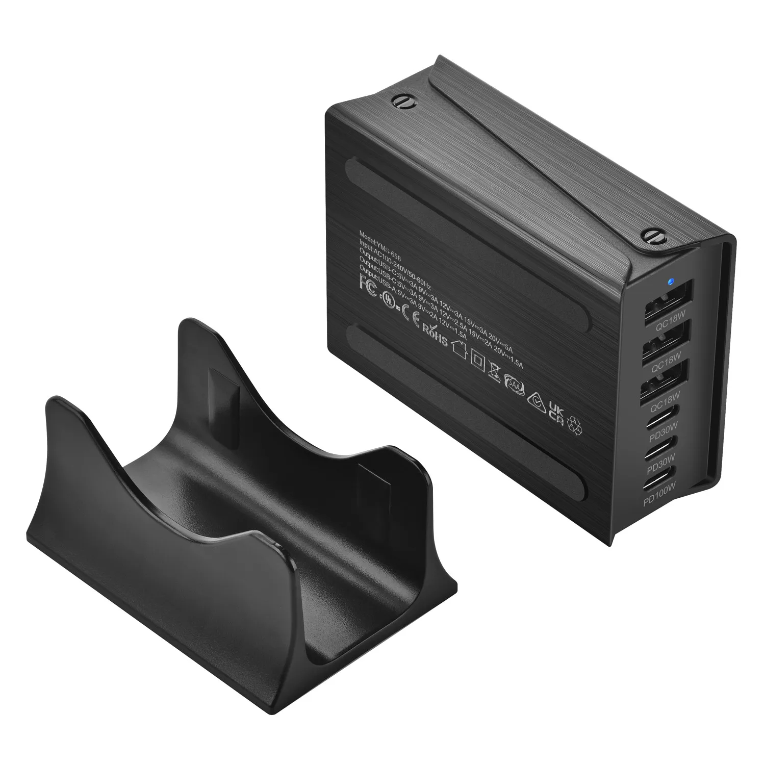 Компактное 6-портовое зарядное устройство GaN мощностью 200 Вт: быстрый адаптер USB-C