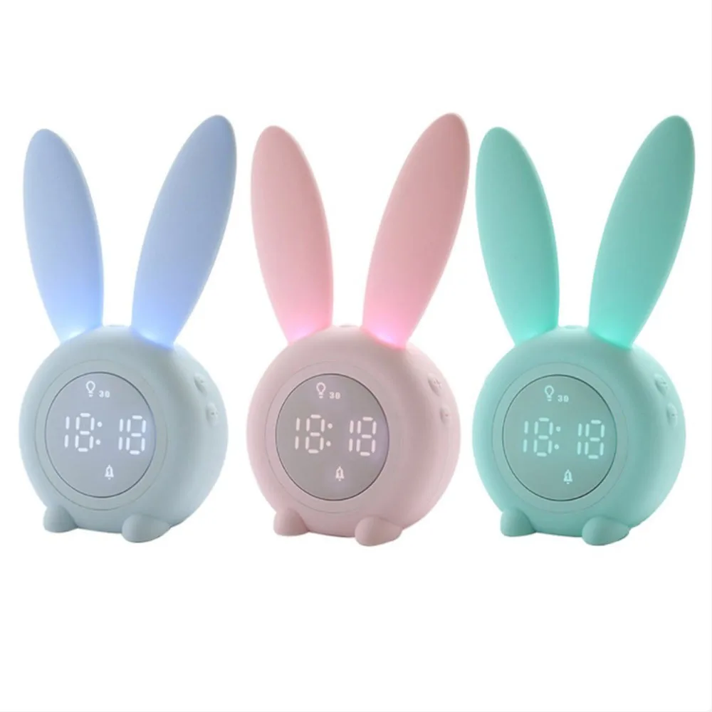 

Cute Rabbit-shaped Digital Alarm Clock With LED Sound Night Light Function Touch Control Rechargeable Alarm Clock For Household