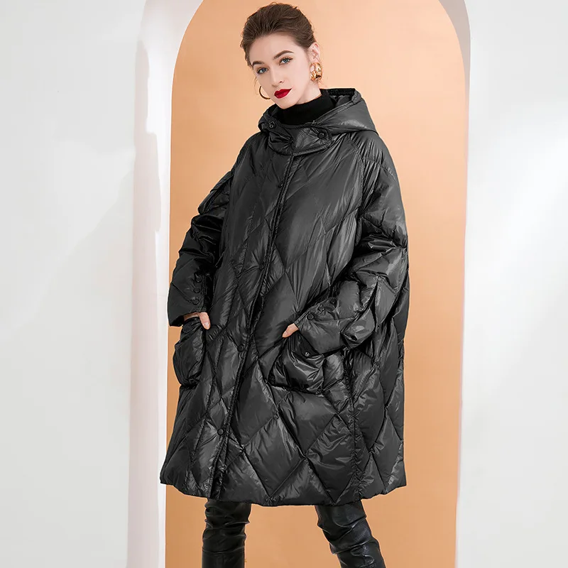 Women's Black Winter Down Jacket Female Hooded  Fashion Long Loose Winter Warm White Duck Down Parka Larga Coat Mom Snow Clothes enlarge