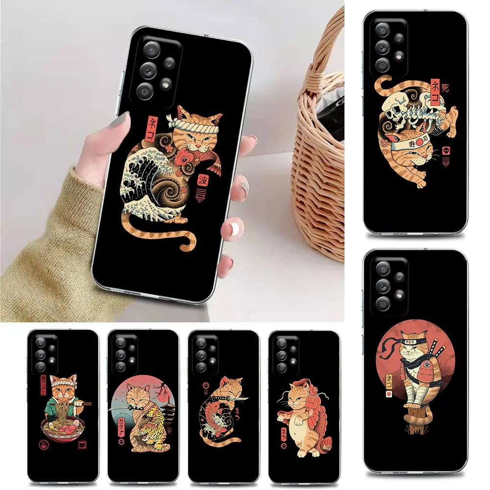 

Cosplay Samurai Cat Clear Funda Phone Case for Samsung A01 A11 A12 A13 A22 A23 A31 A32 A41 A51 A52 A53 A71 A72 A73 4G 5G Case