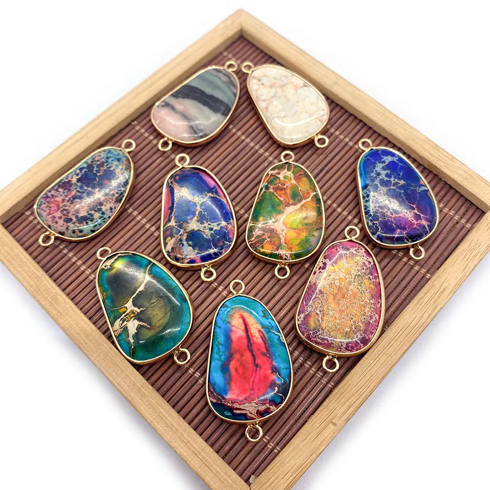 Природный цвет ed Императорский хрустальный камень позолоченный фотоэлемент для самостоятельного изготовления ожерелья Аксессуары для подарка 21x39 мм