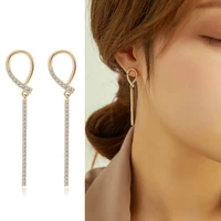 luxury simple geometric long drop earrings for women trendy zirconia crystal dangle earrings statement earrings jewelry gifts