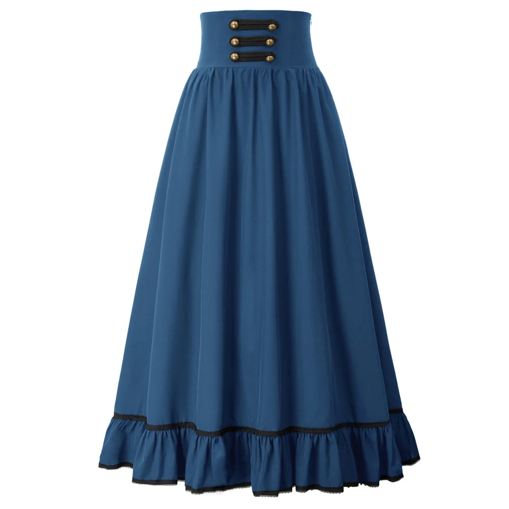 Женская готическая юбка-макси с высокой талией и оборками на подоле | одежда