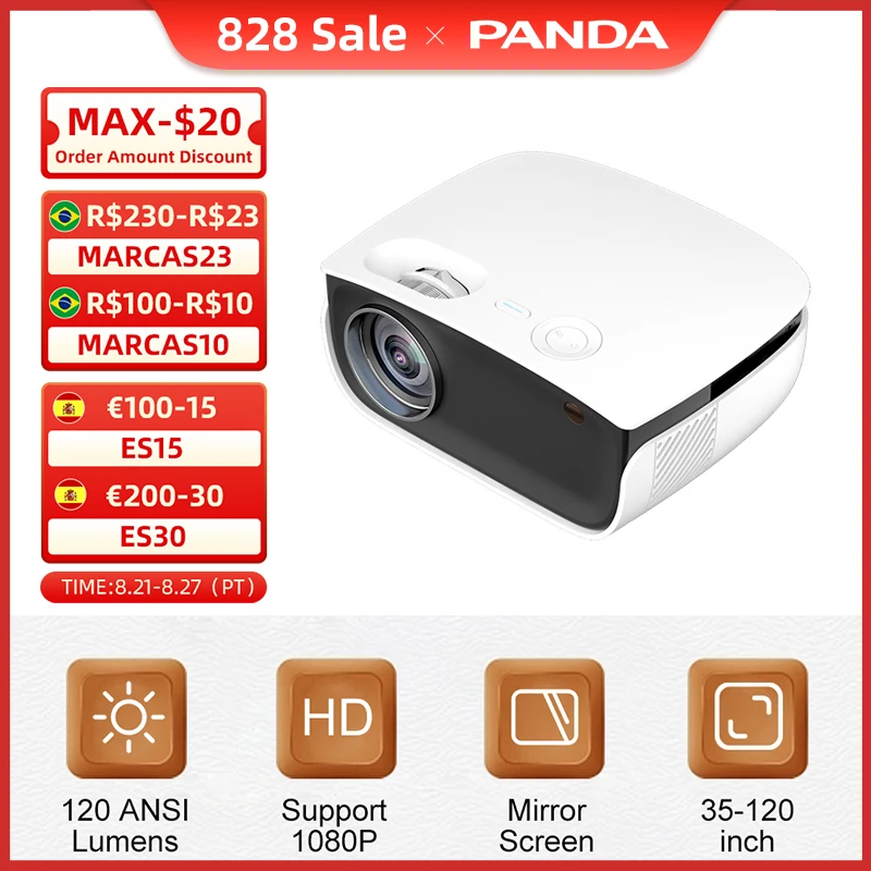 

PANDA Projector RD-850 Support 1080P Video LED Android Projectors 200 Ansi Cinema Home Camping Proyector