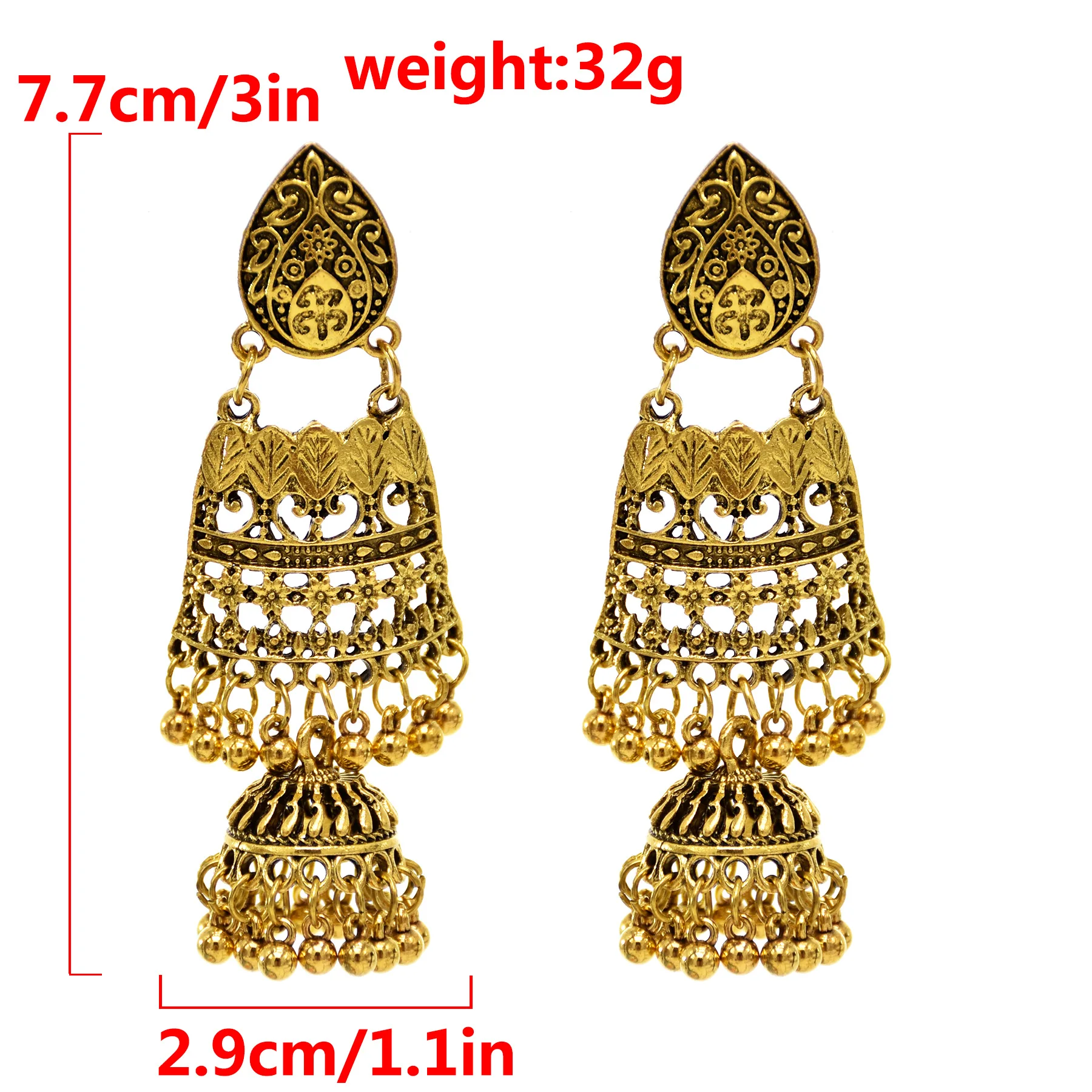 Индийские серьги Jhumka для женщин винтажные Большие колокольчики кисточки