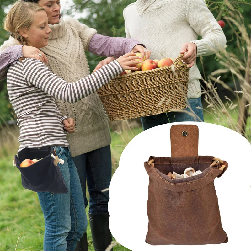 

Leather Canvas Bushcraft Bag Canvas Foraging Pouch For Camping Hiking Treasures Seashells Buckle Duty Tool Pouch With Drawstring