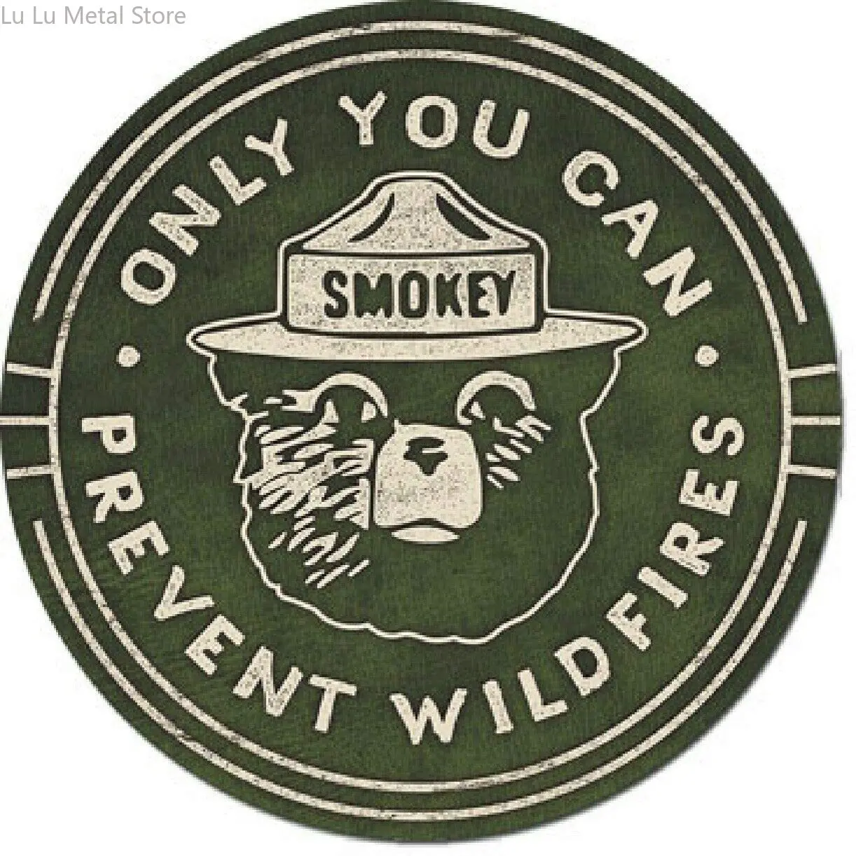 

Smokey Bear Vintage Retro Round Metal Tin Sign Wall Decor Funny Iron Painting 30cm Diameter