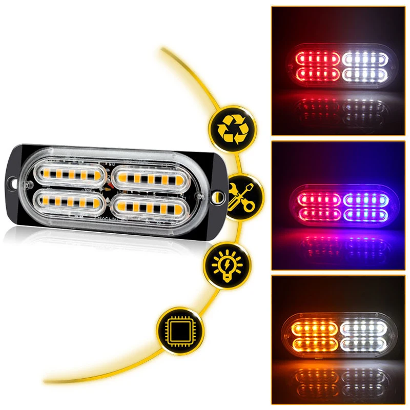 

20LED Car Strobe Flashing Light Truck Trailer Police Emergency Side Warning Light Motorcycle Grille Flashing Signal Lamp 12V 24V