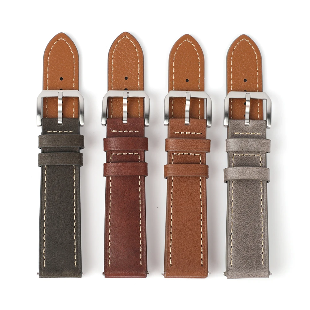 

Quick Release Leather Watchbands 20mm 22m etro Genuine Leather Watch Strap Vintage Replacement Bracelet Wrist for Men Women