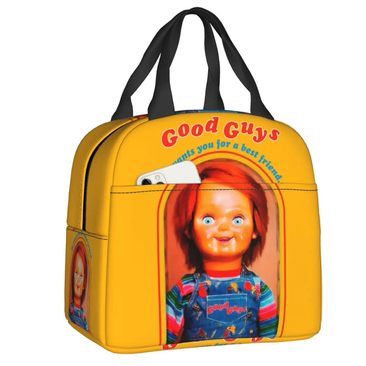 

Chucky Retro Movies Insulated Lunch Bags for Camping Travel Good Guys Game Leakproof Thermal Cooler Bento Box Women Children