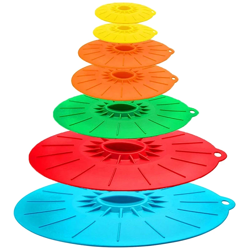 

7 Pcs Heat Resistant Microwave Cover - Various Sizes Silicone Lids for Cups,Bowls, Plate, Pots, Skillets,Pans , Oven