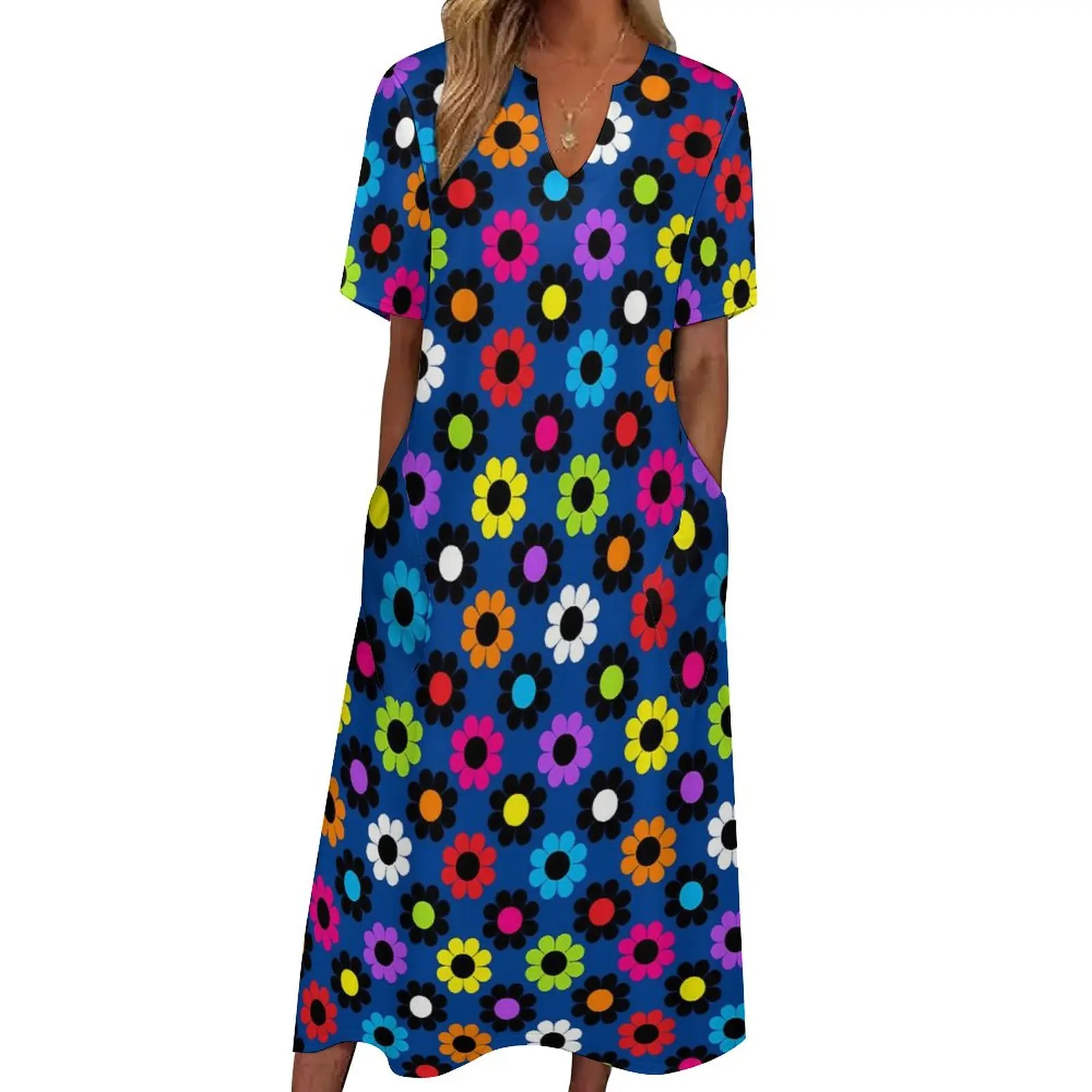 

Женское платье с цветочным принтом, Летнее Длинное Платье с разноцветным принтом