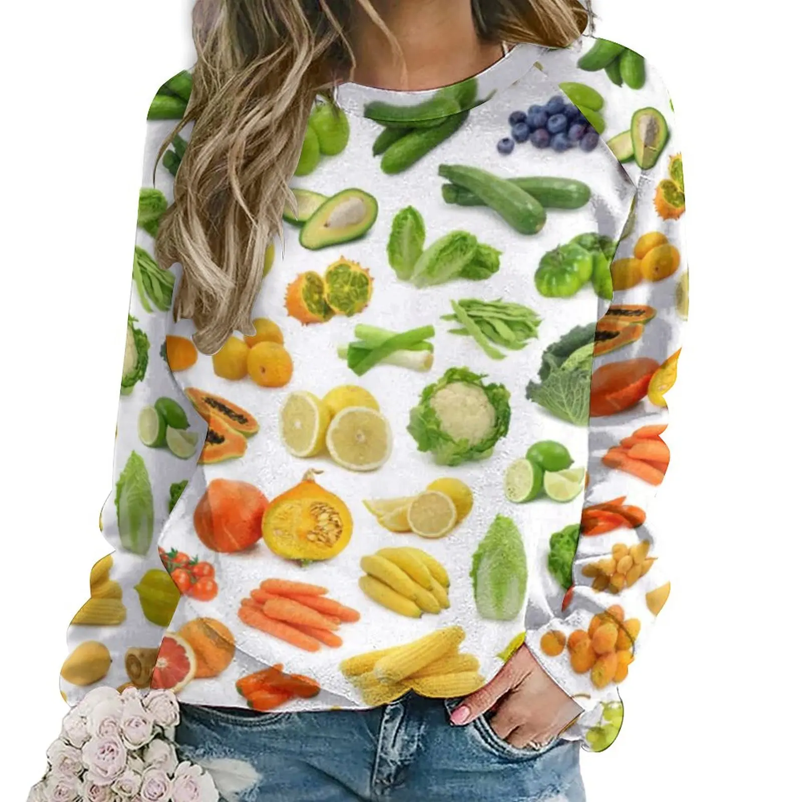 

Вегетарианские толстовки женские с длинным рукавом фрукты и овощи эстетическое повседневное худи уличная мода дизайнерские толстовки оверсайз