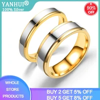 fashion luxury golden engagement wedding ring couple ring simple fashion style jewelry anniversary gift men and women ring