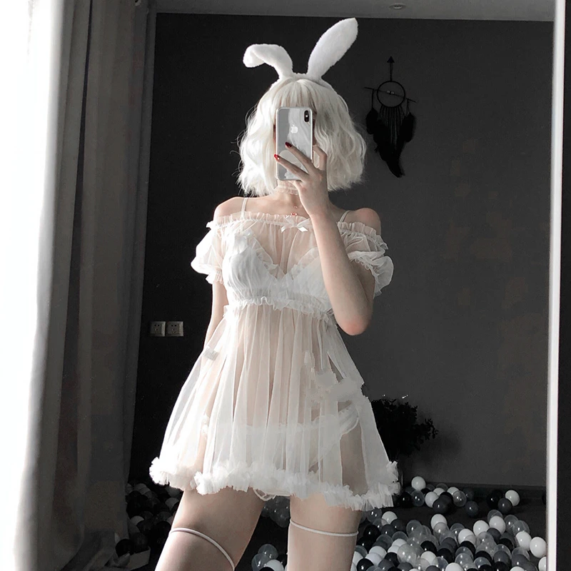 

Erotic Lingerie Sexy Sleepwear Night Dress Erotic Clothes Soft Women's Underwear Lace Female Temptation See-through Point