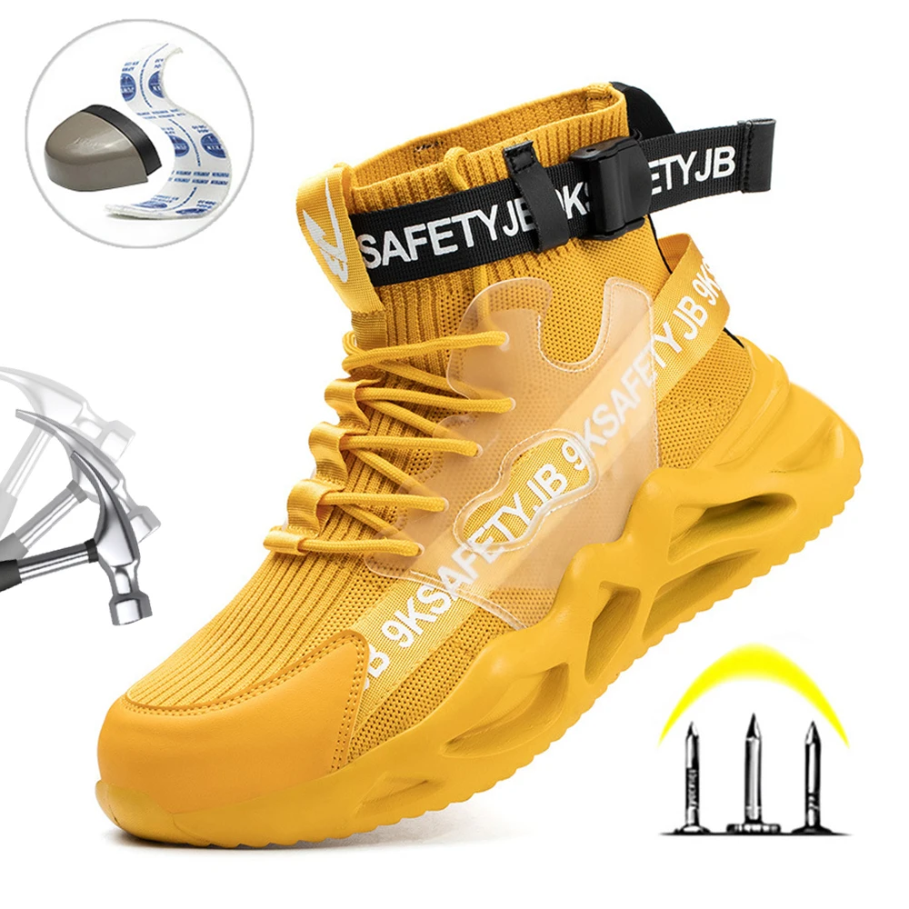 

Fashion Work Safety Boots Men's Safety Shoes Steel Toe High Top Working Shoes for Men Puncture Proof Work Sneakers Male Shoes