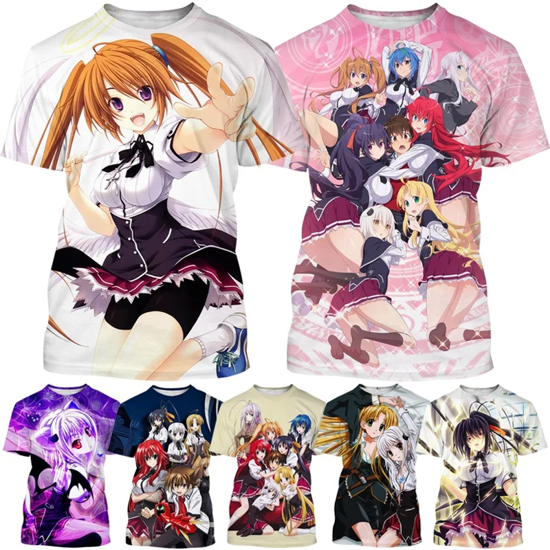 

Japanese Anime High School DxD T-shirt Summer Men's Hot-selling Trend Fashion All-match Casual Round Neck Short-sleeved T-shirt