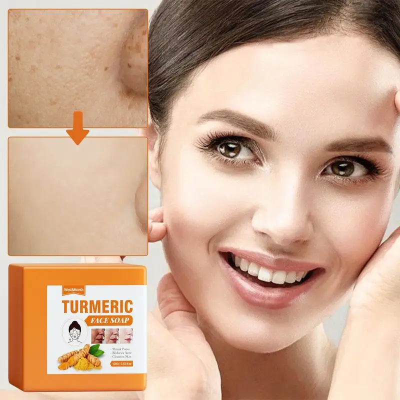 

Natural Turmeric Soap Whitening Cleaning Cleanser Face & Body Moisturizing Soap Bar Remove Dark Circle Skin Care Bath Products