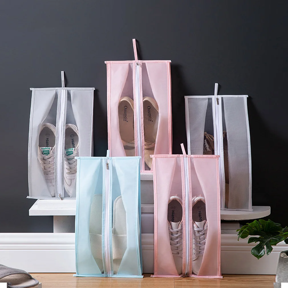 

1pc Shoes Storage Bag Waterproof Closet Organizer Non-woven Travel Portable Bag Pocket Clothing Classified Hanging Bag White