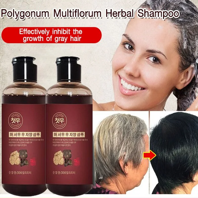 

300ML Polygonum multiflorum white to black shampoo Herbal Polygonum Shampoo Effective Grey Hair Remover Anti White Hair Treatmen