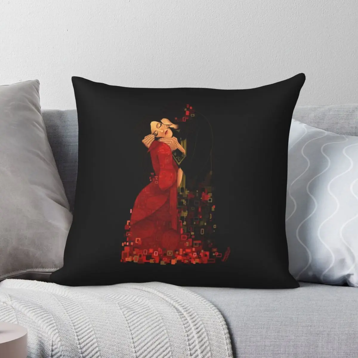 

Квадратная наволочка Dracula's Kiss из полиэстера и льна, бархатная наволочка с принтом на молнии, декоративная Автомобильная Наволочка 18 дюймов