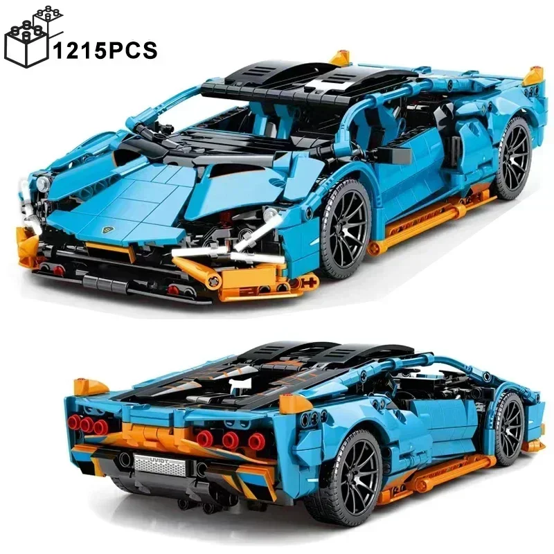 1215 шт. технические MOC кирпичи зеркала 1:14 синий спортивный автомобиль Lamborghnised
