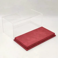 acrylic case thicken display box transparent dustproof storage models car premium base red suede 23cm gifts boxes