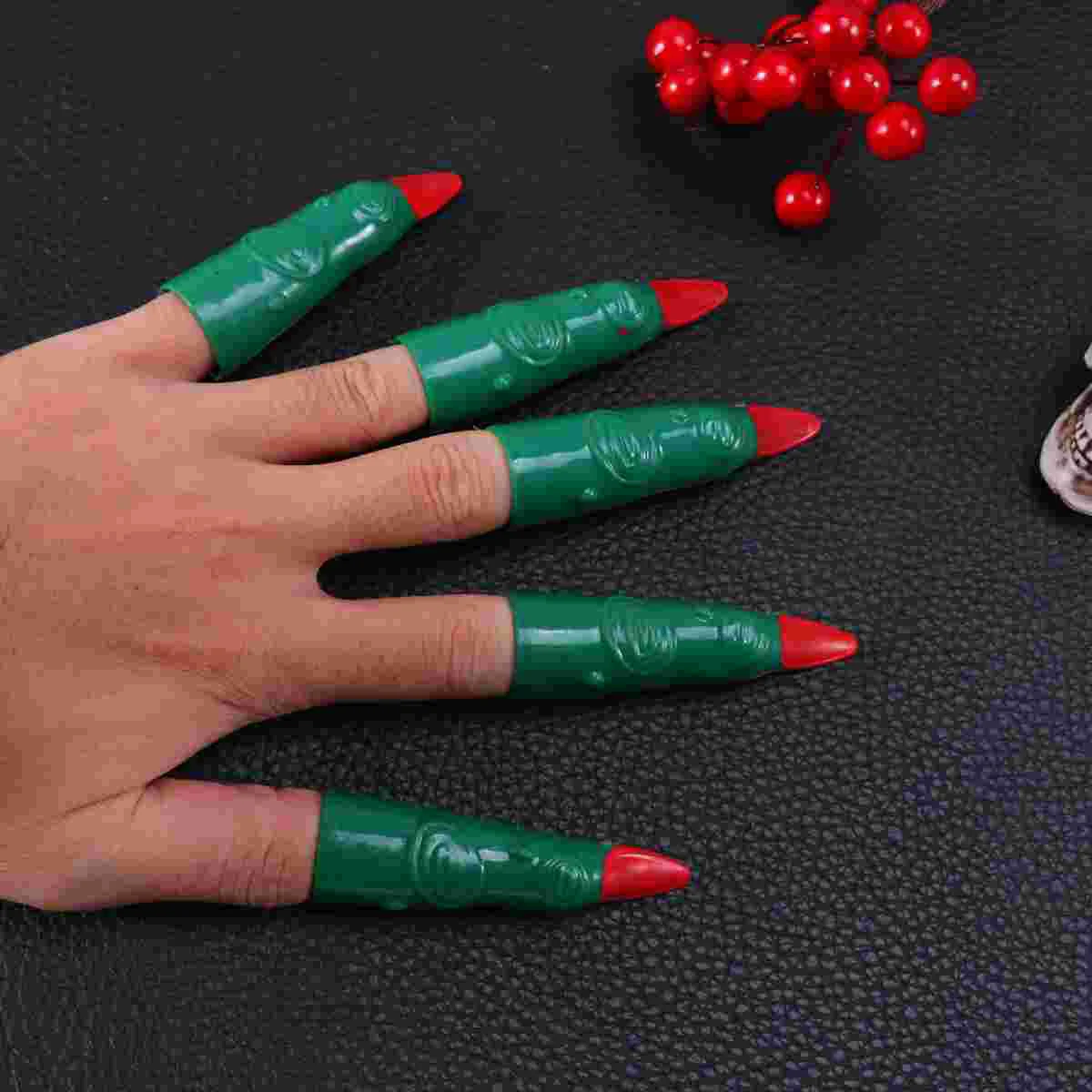 

10PCS Fake Finger Set Witch Artificial Vivid Cosplay Decor Prank Props Finger Nails for Party Masquerade
