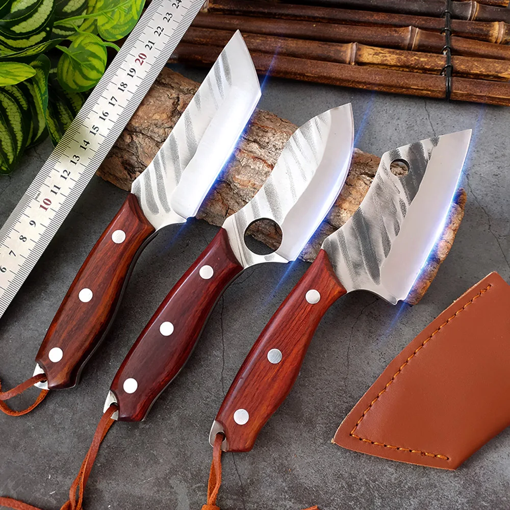 

Forged Pocket Knife Meat Cleaver Boning Knive Protable Camping Fishing Butcher Knives with Sheath Outdoor Utility Survival Knife