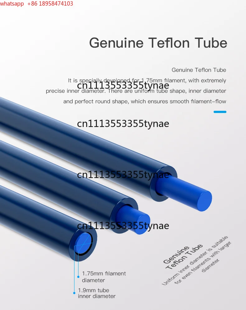 Фото Синяя премиум-трубка Боудена из PTFE для филамента 1,75 мм, 1/1,2/2 м, универсальный сменный аксессуар для 3D-принтеров FDM №5