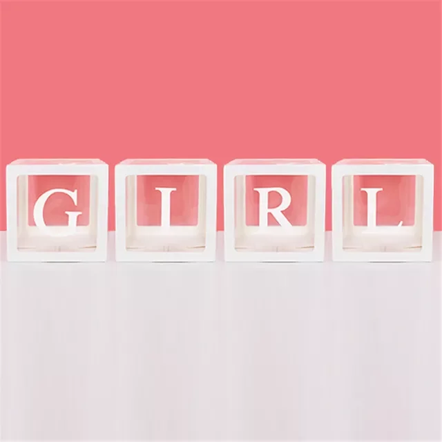 

2022 Transparent A-Z alphabet name Baby love boy girl box balloons Baby shower decorations Gender reveal party boy girl One Year