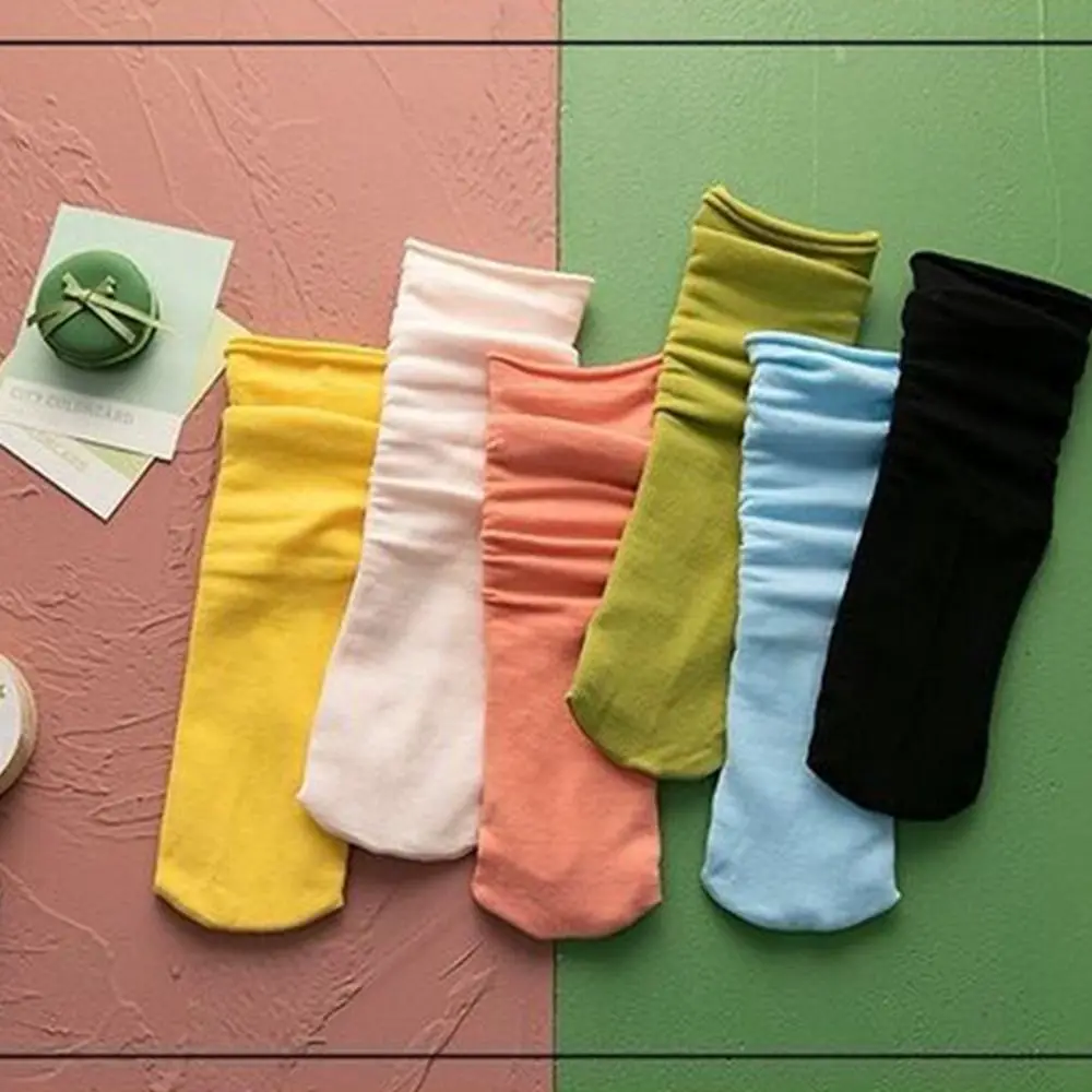

Sweet Cute Preppy Style Breathable Children Solid Color Pile Sock Girls Ultra Thin Socks Korean Style Stocking Baby Hosiery